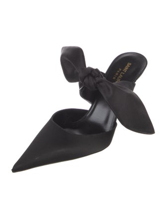Saint Laurent Suede Bow Accents Mules