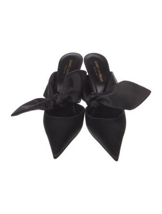 Saint Laurent Suede Bow Accents Mules