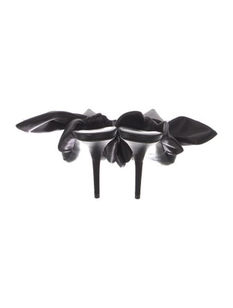 Saint Laurent Suede Bow Accents Mules