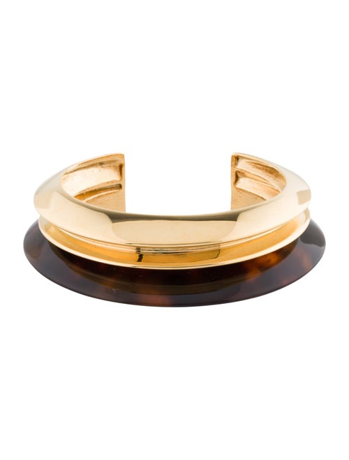 Saint Laurent Resin Tortoiseshell Cuff Bracelet