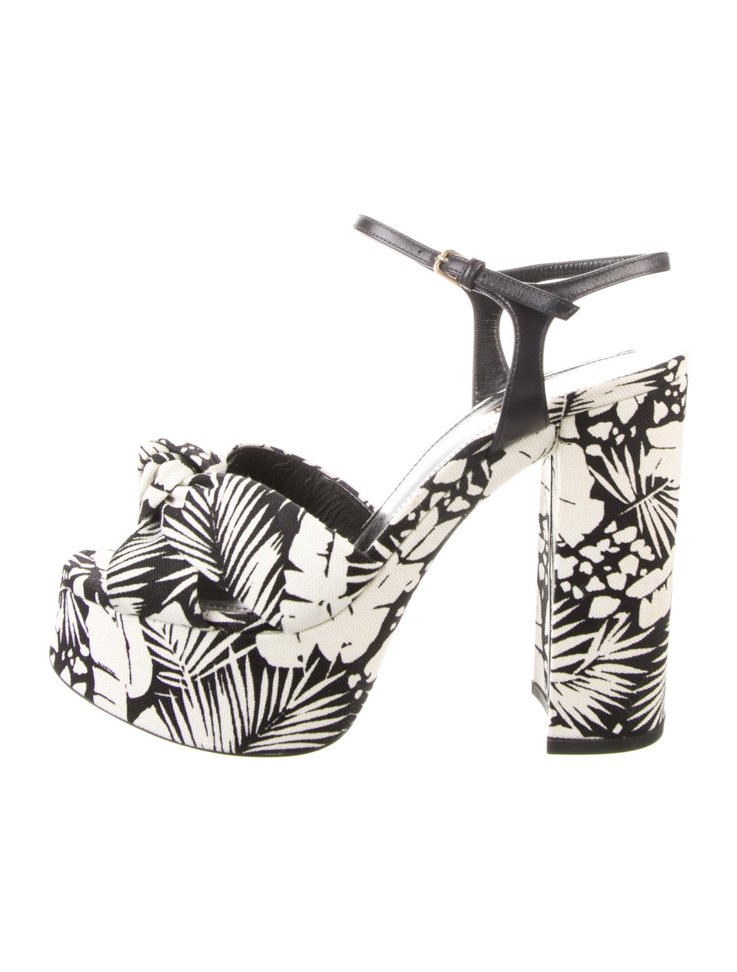 Saint Laurent Canvas Printed Slingback Pumps