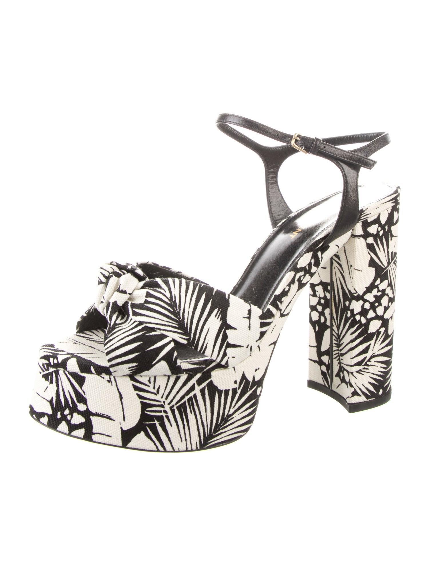 Saint Laurent Canvas Printed Slingback Pumps