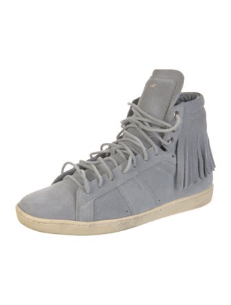Saint Laurent Suede Fringe Trim Accent Sneakers