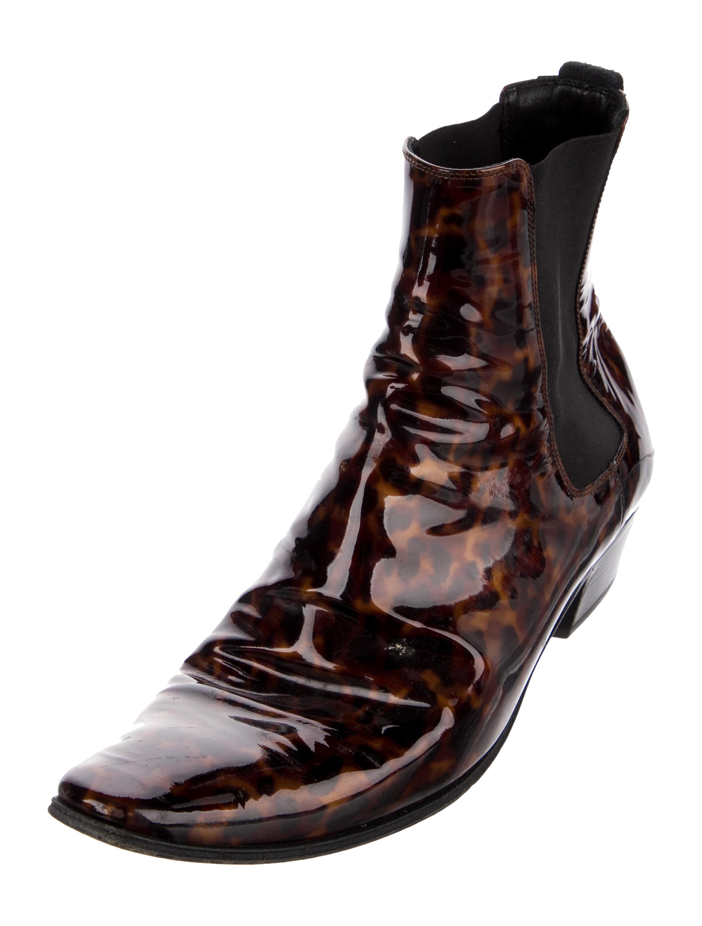 Saint Laurent Patent Leather Chelsea Boots