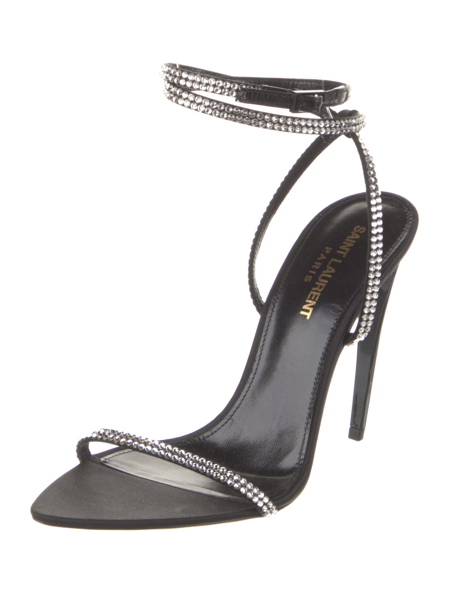 Saint Laurent Satin Crystal Embellishments Sandals