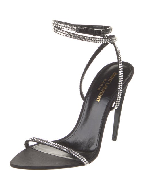 Saint Laurent Satin Crystal Embellishments Sandals
