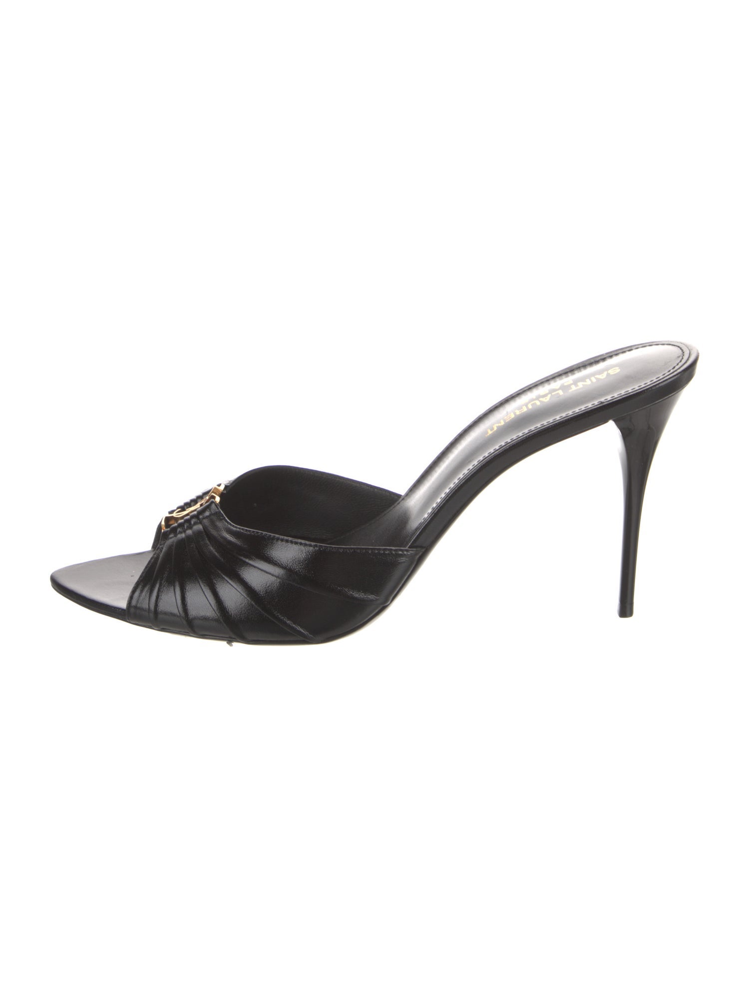 Saint Laurent Leather Chain-Link Accents Slides
