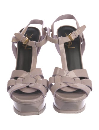 Saint Laurent Patent Leather T-Strap Sandals
