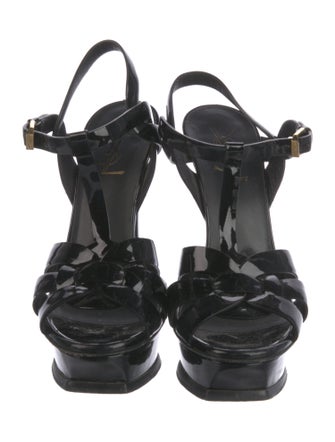 Saint Laurent Patent Leather T-Strap Sandals