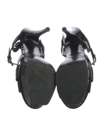 Saint Laurent Patent Leather T-Strap Sandals