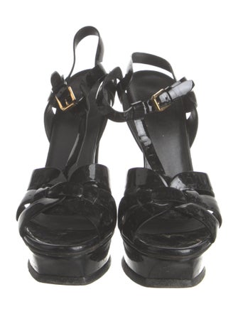 Saint Laurent Patent Leather T-Strap Sandals