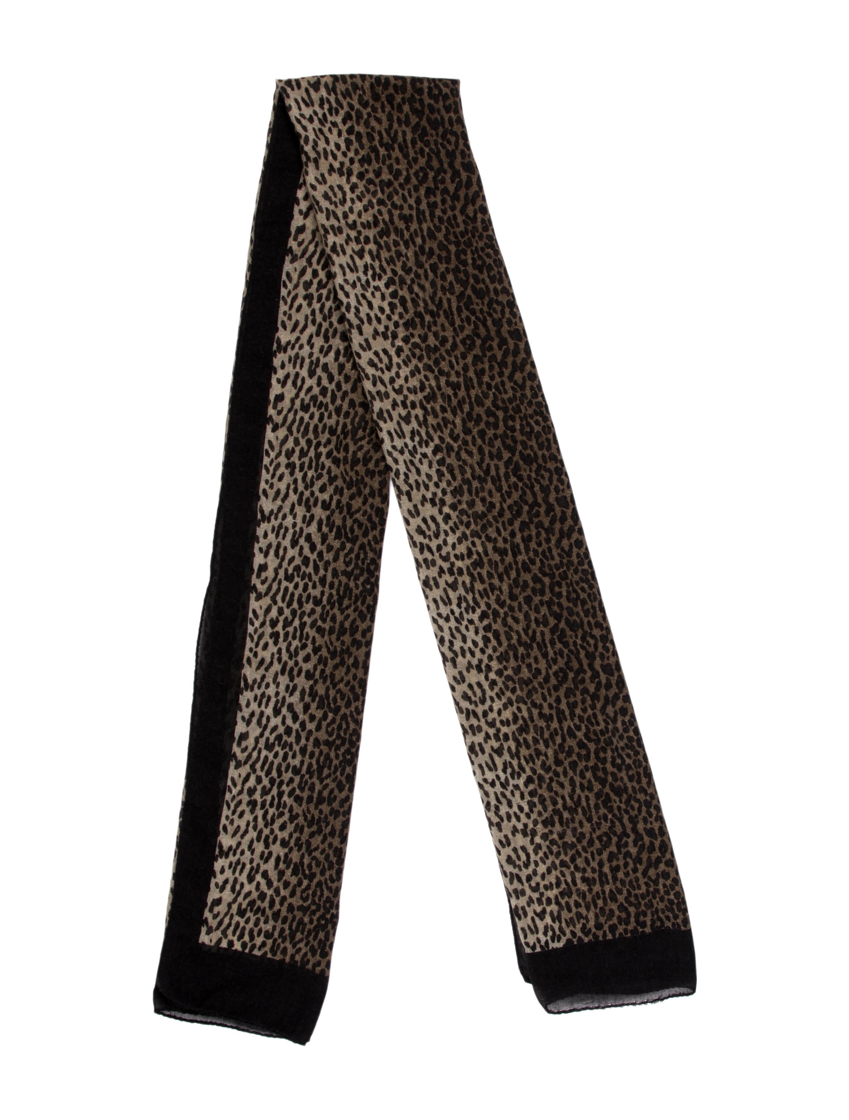 Saint Laurent Wool Animal Print Scarf