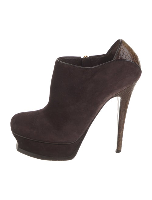 Yves Saint Laurent Rive Gauche Suede Leather Trim Embellishment Mules