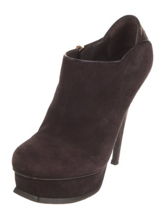 Yves Saint Laurent Rive Gauche Suede Leather Trim Embellishment Mules