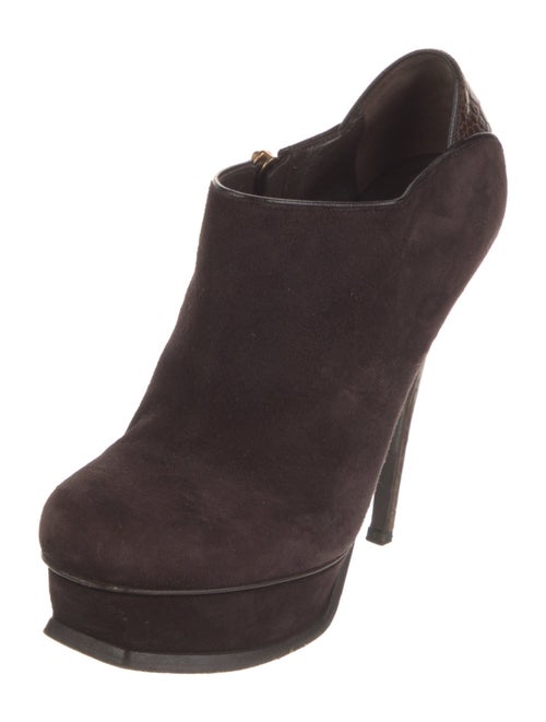 Yves Saint Laurent Rive Gauche Suede Leather Trim Embellishment Mules