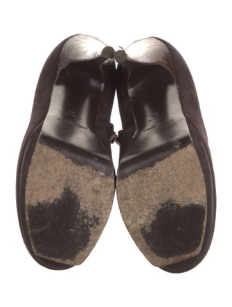 Yves Saint Laurent Rive Gauche Suede Leather Trim Embellishment Mules