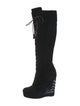 Saint Laurent Suede Tassel Accents Lace-Up Boots