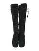Saint Laurent Suede Tassel Accents Lace-Up Boots