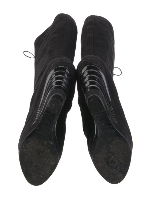 Saint Laurent Suede Tassel Accents Lace-Up Boots