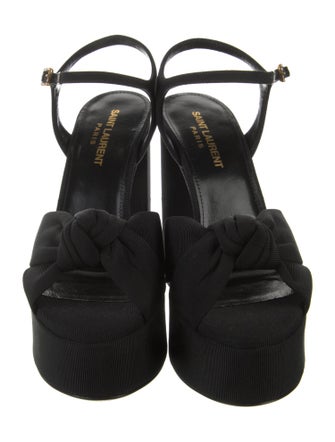 Saint Laurent Canvas Crystal Embellishments Sandals