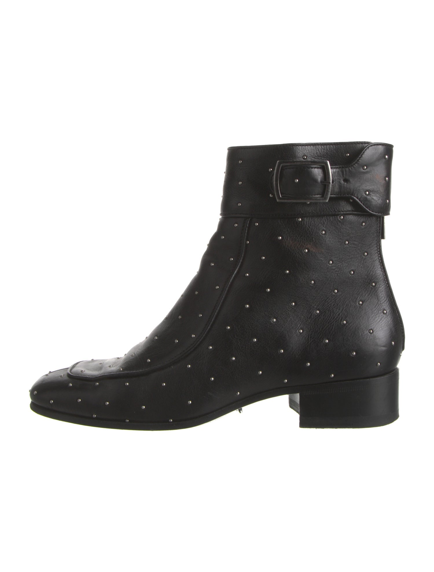 Saint Laurent Leather Studded Accents Moto Boots