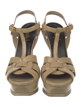Saint Laurent Patent Leather T-Strap Sandals