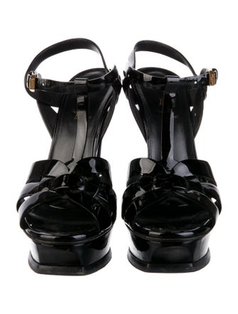 Saint Laurent Patent Leather T-Strap Sandals