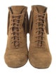 Saint Laurent Suede Fringe Trim Accent Lace-Up Boots