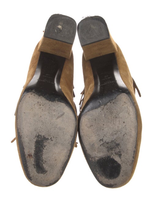 Saint Laurent Suede Fringe Trim Accent Lace-Up Boots
