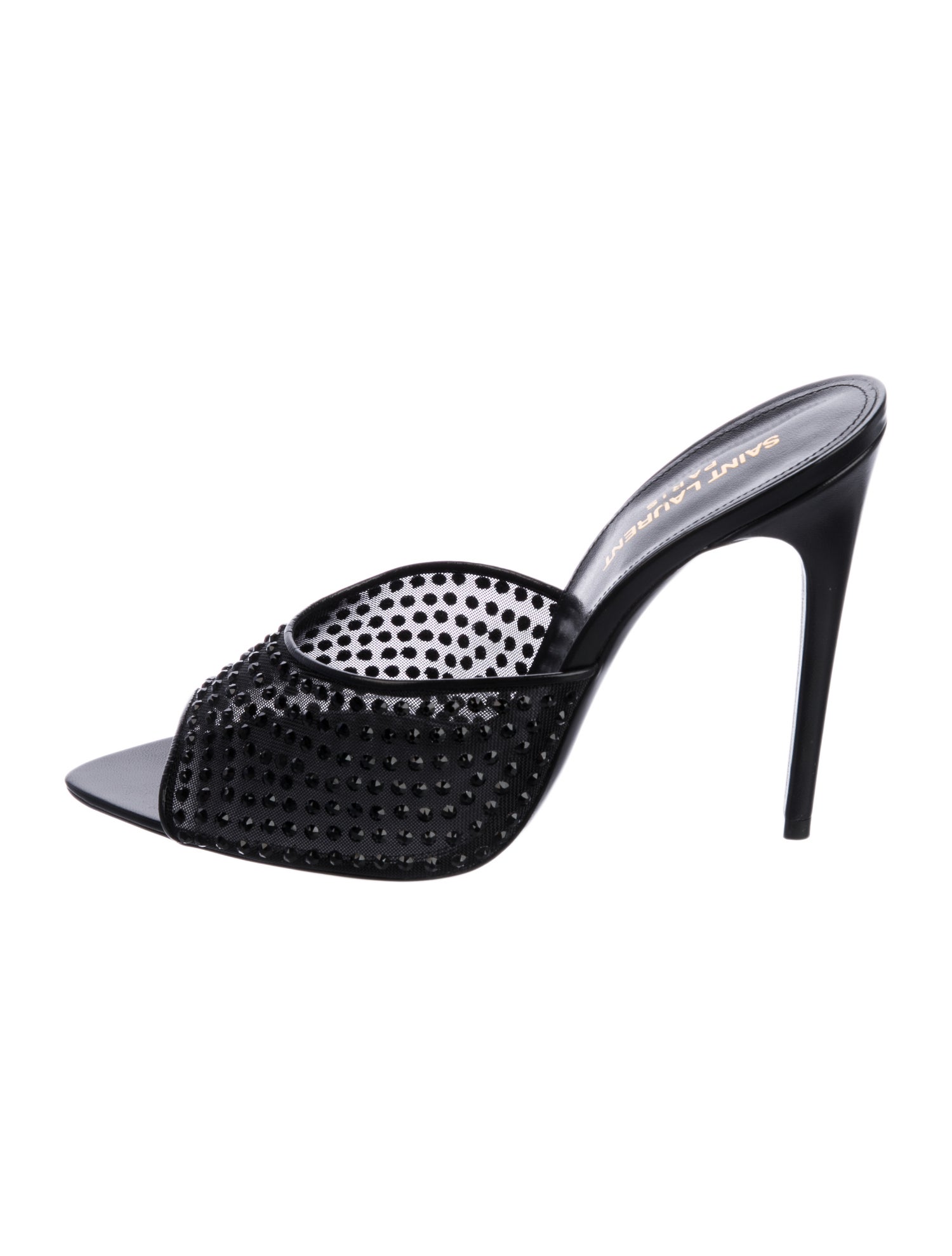 Saint Laurent Mesh Crystal Embellishments Slides