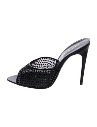 Saint Laurent Mesh Crystal Embellishments Slides