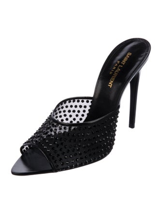 Saint Laurent Mesh Crystal Embellishments Slides