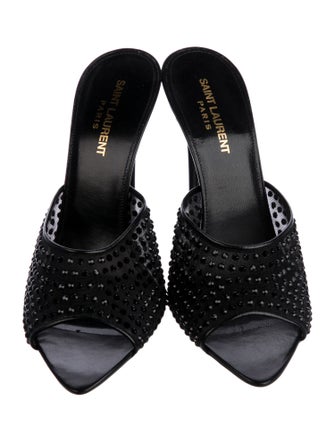 Saint Laurent Mesh Crystal Embellishments Slides