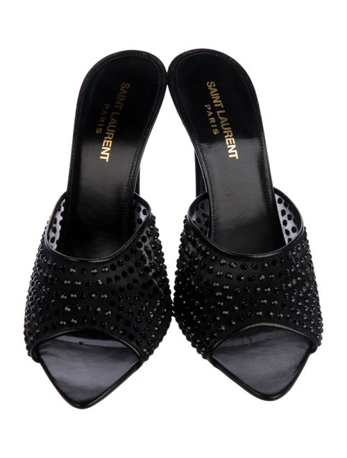 Saint Laurent Mesh Crystal Embellishments Slides