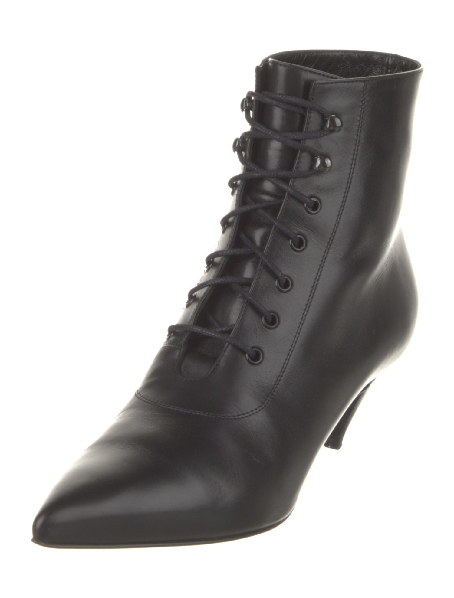 Saint Laurent Leather Lace-Up Boots