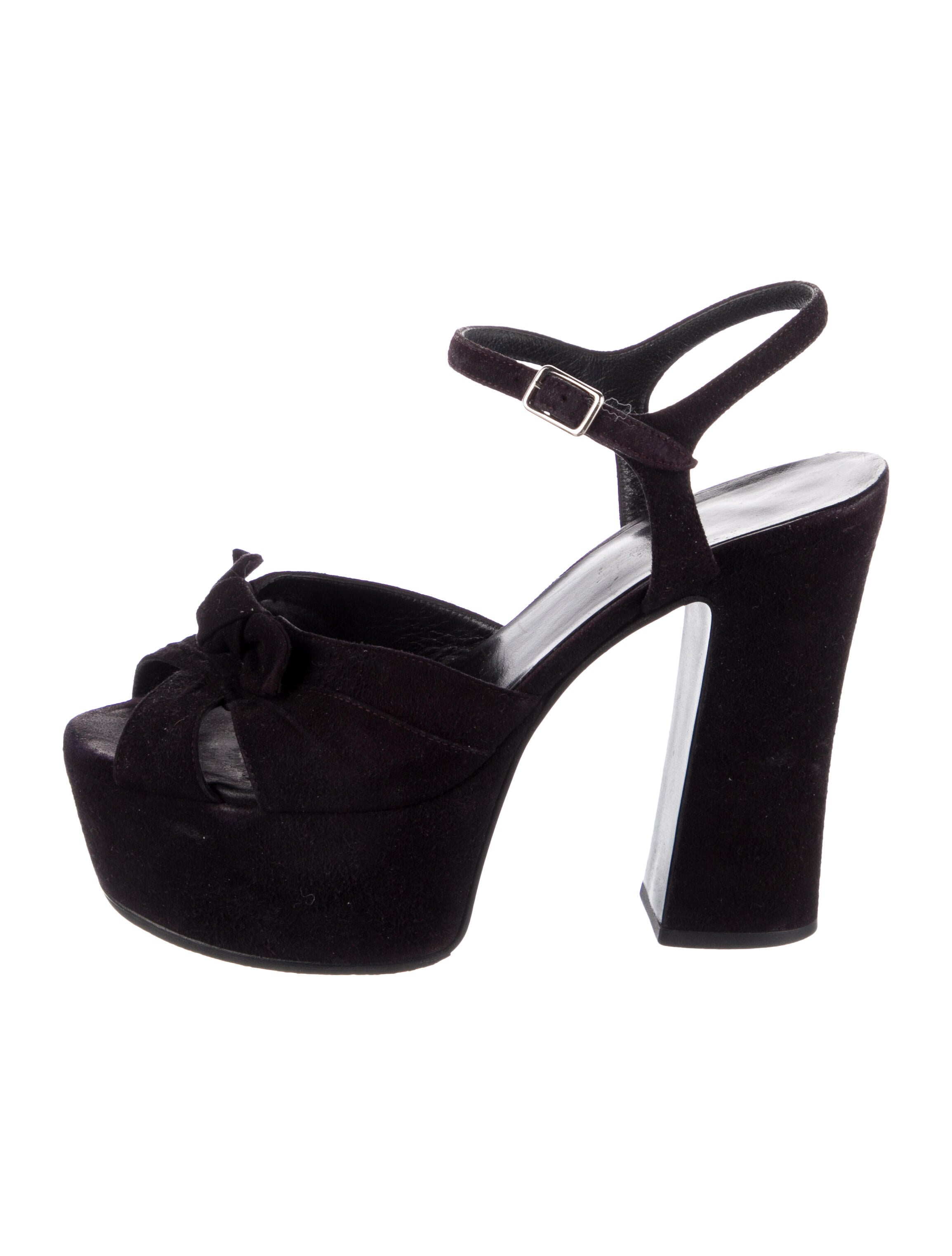Saint Laurent Suede Bow Accents Sandals