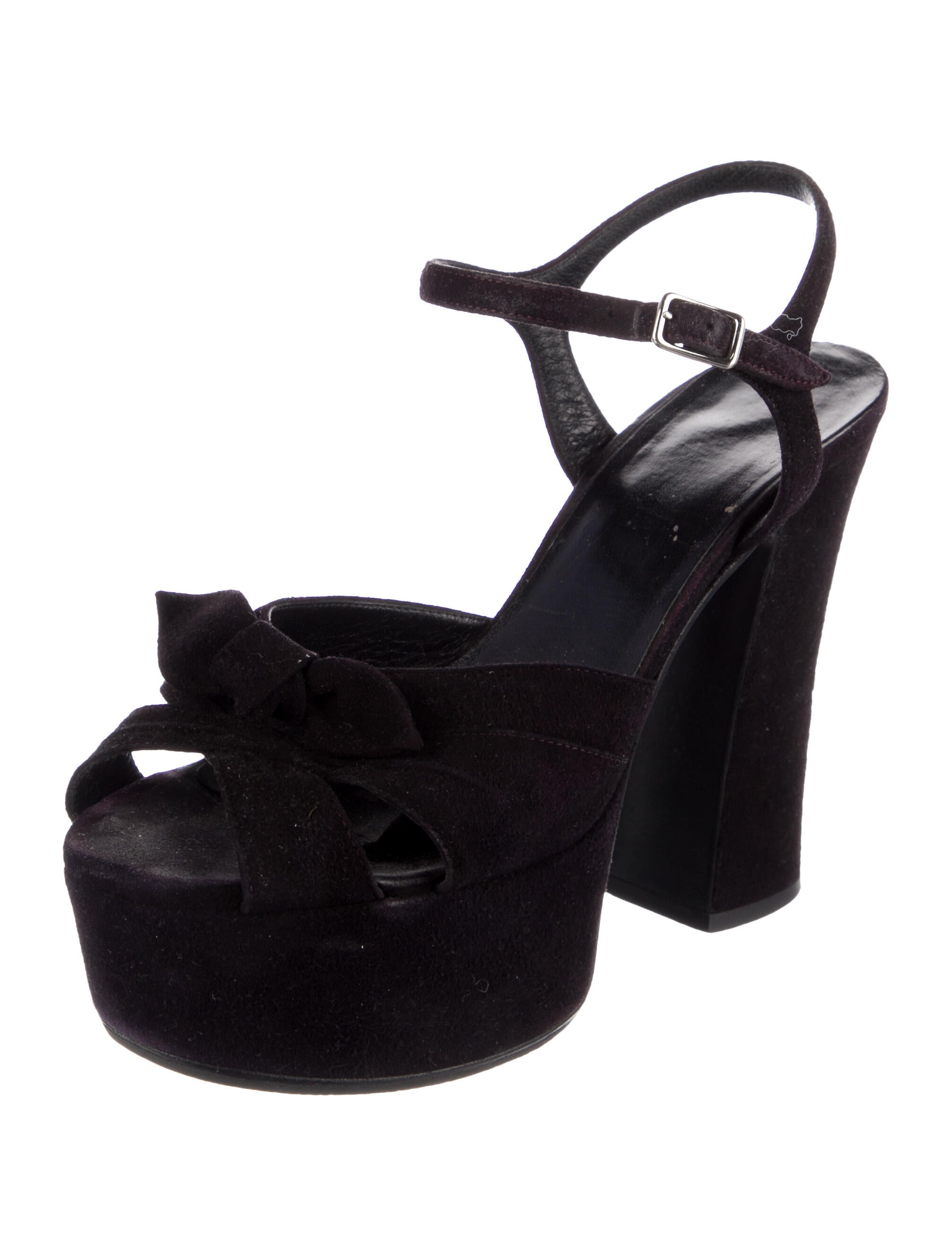 Saint Laurent Suede Bow Accents Sandals