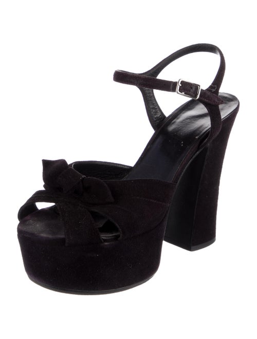 Saint Laurent Suede Bow Accents Sandals