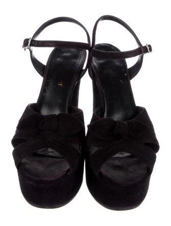 Saint Laurent Suede Bow Accents Sandals