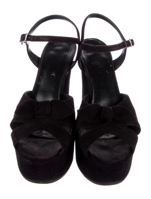 Saint Laurent Suede Bow Accents Sandals