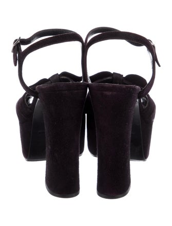 Saint Laurent Suede Bow Accents Sandals