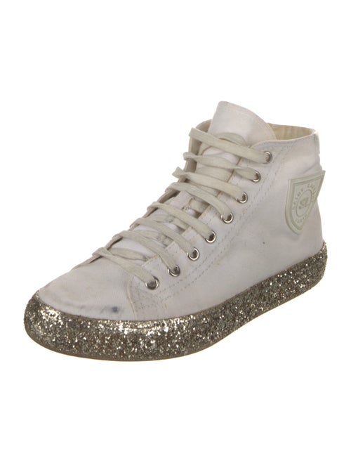 Saint Laurent Canvas Glitter Accents Sneakers