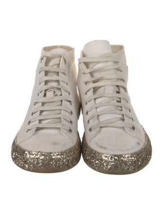 Saint Laurent Canvas Glitter Accents Sneakers