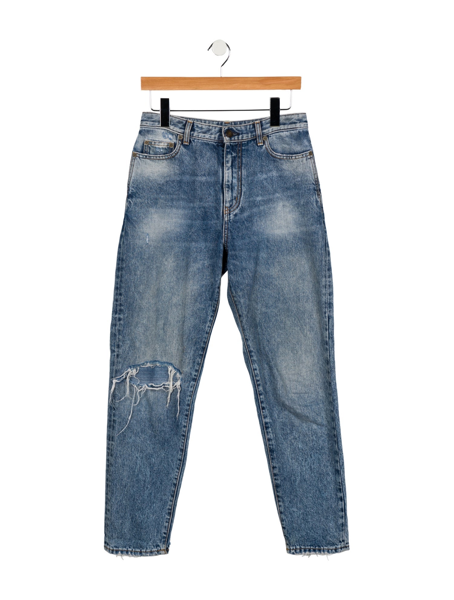 Saint Laurent High-Rise Straight Leg Jeans