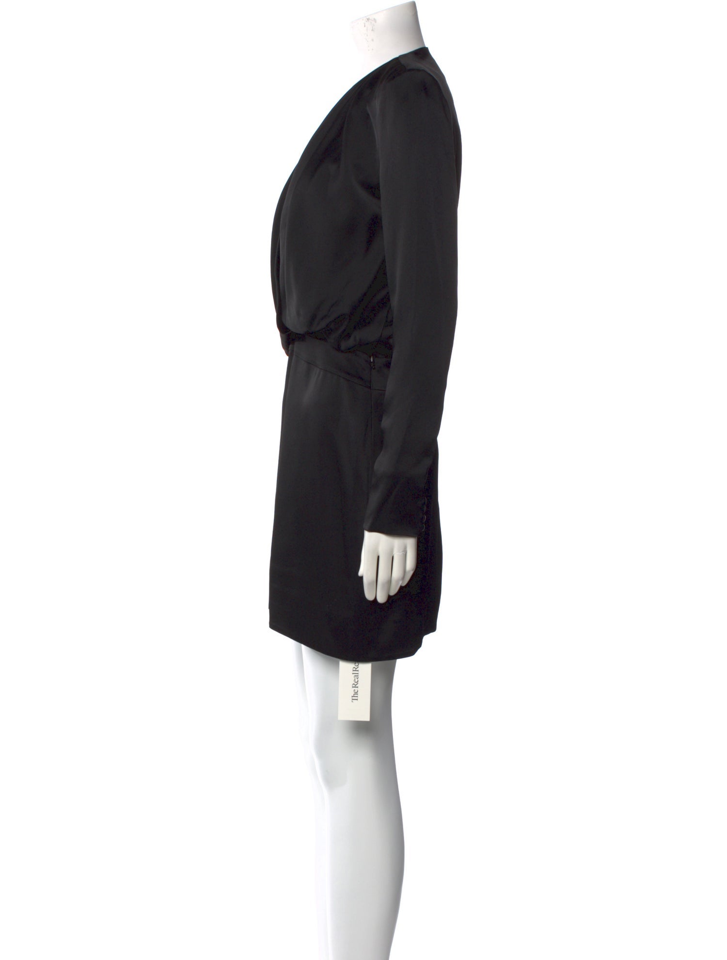 Saint Laurent V-Neck Mini Dress - Black Dresses, Clothing