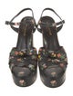 Saint Laurent Leather Floral Print Sandals