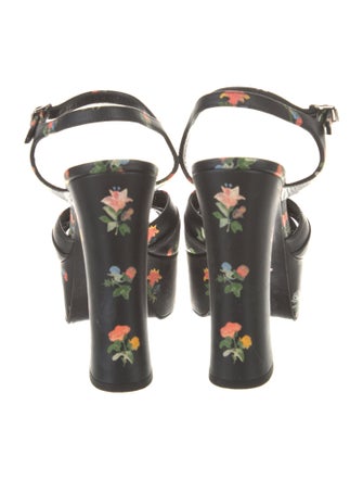 Saint Laurent Leather Floral Print Sandals