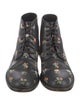 Saint Laurent Leather Floral Print Combat Boots