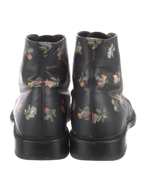 Saint Laurent Leather Floral Print Combat Boots