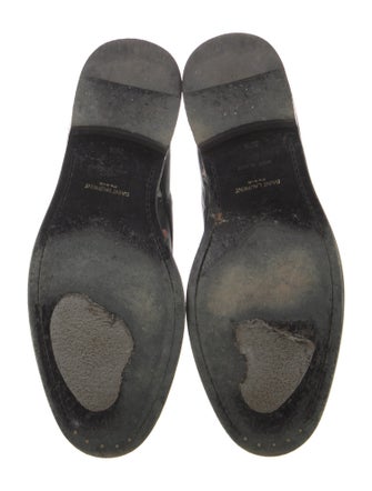 Saint Laurent Leather Floral Print Combat Boots